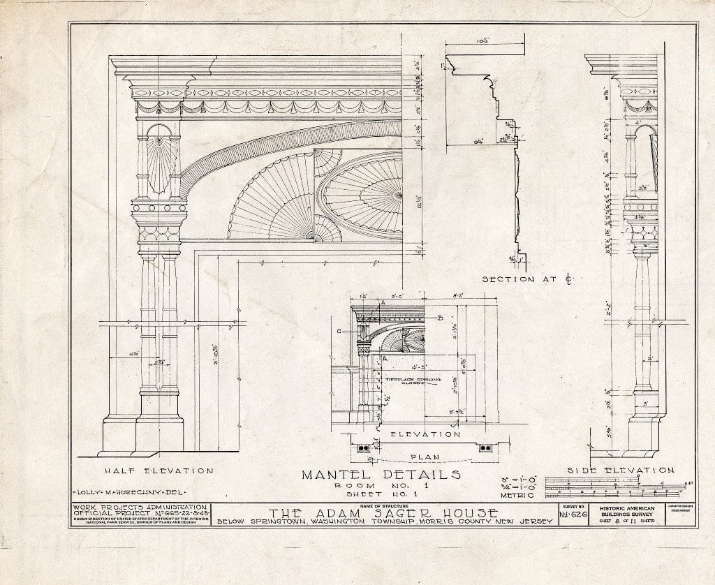 Blueprint HABS NJ,14-MIDVA.V,1- (Sheet 8 of 11) - Adam Sager House, Springtown, Morris County, NJ