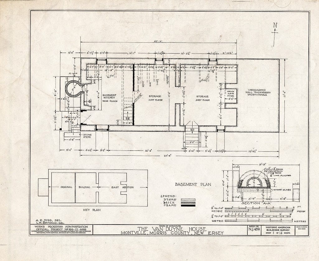 Blueprint HABS NJ,14-MONVI,1- (Sheet 1 of 14) - Abraham Van Duyne House, State Route 32, Montville, Morris County, NJ