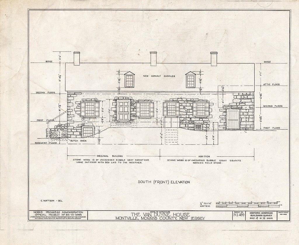 Blueprint HABS NJ,14-MONVI,1- (Sheet 4 of 14) - Abraham Van Duyne House, State Route 32, Montville, Morris County, NJ