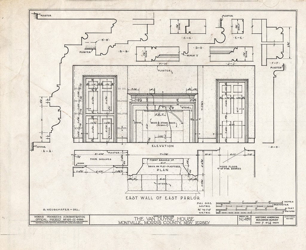 Blueprint HABS NJ,14-MONVI,1- (Sheet 7 of 14) - Abraham Van Duyne House, State Route 32, Montville, Morris County, NJ