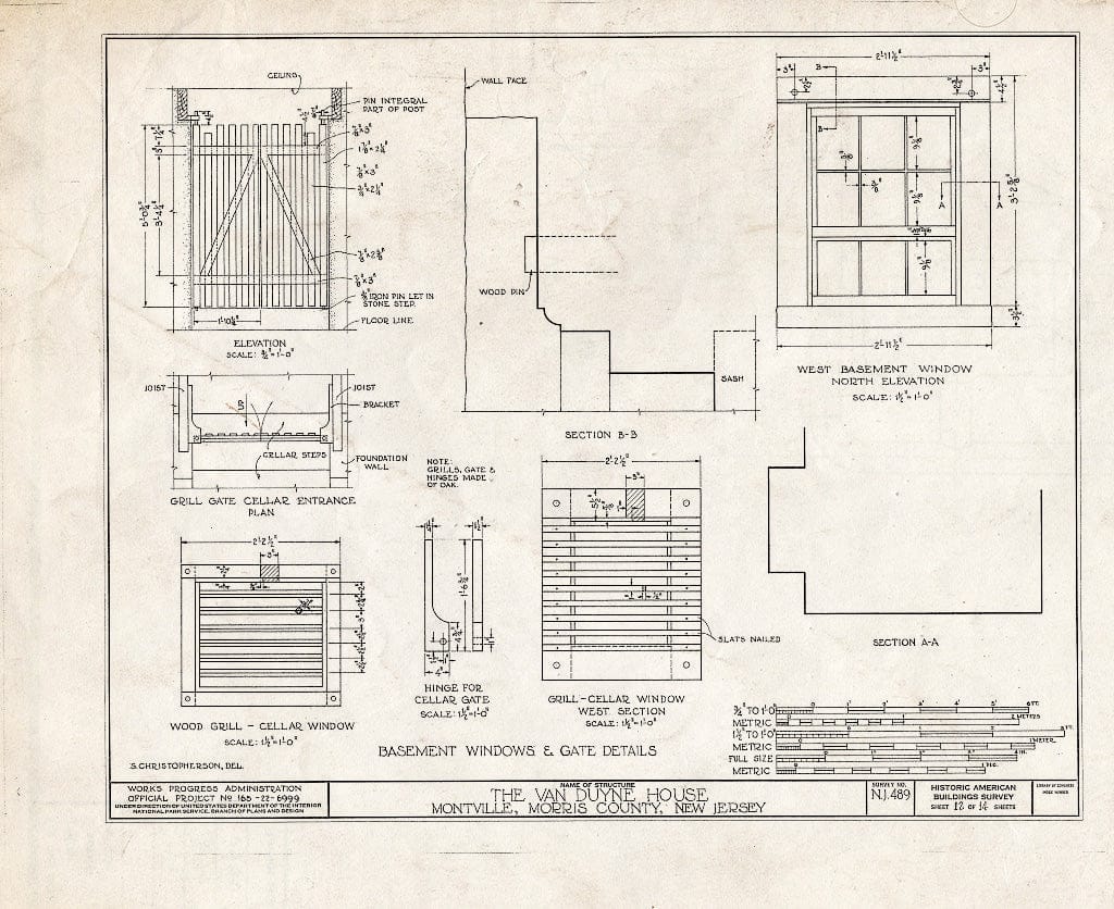 Blueprint HABS NJ,14-MONVI,1- (Sheet 12 of 14) - Abraham Van Duyne House, State Route 32, Montville, Morris County, NJ