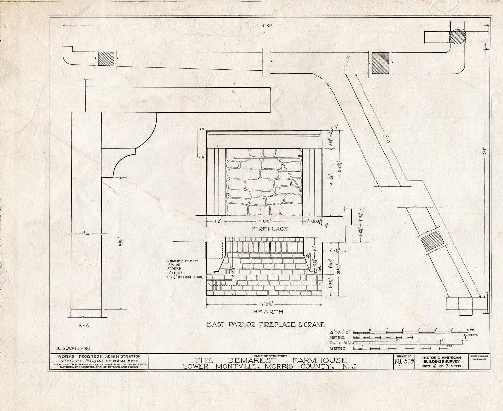 Blueprint HABS NJ,14-MONVI.V,2- (Sheet 6 of 7) - Demarest Farmhouse, Changebridge Road, Montville, Morris County, NJ