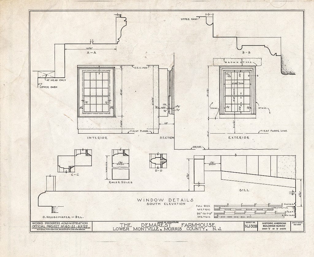 Blueprint HABS NJ,14-MONVI.V,2- (Sheet 7 of 7) - Demarest Farmhouse, Changebridge Road, Montville, Morris County, NJ