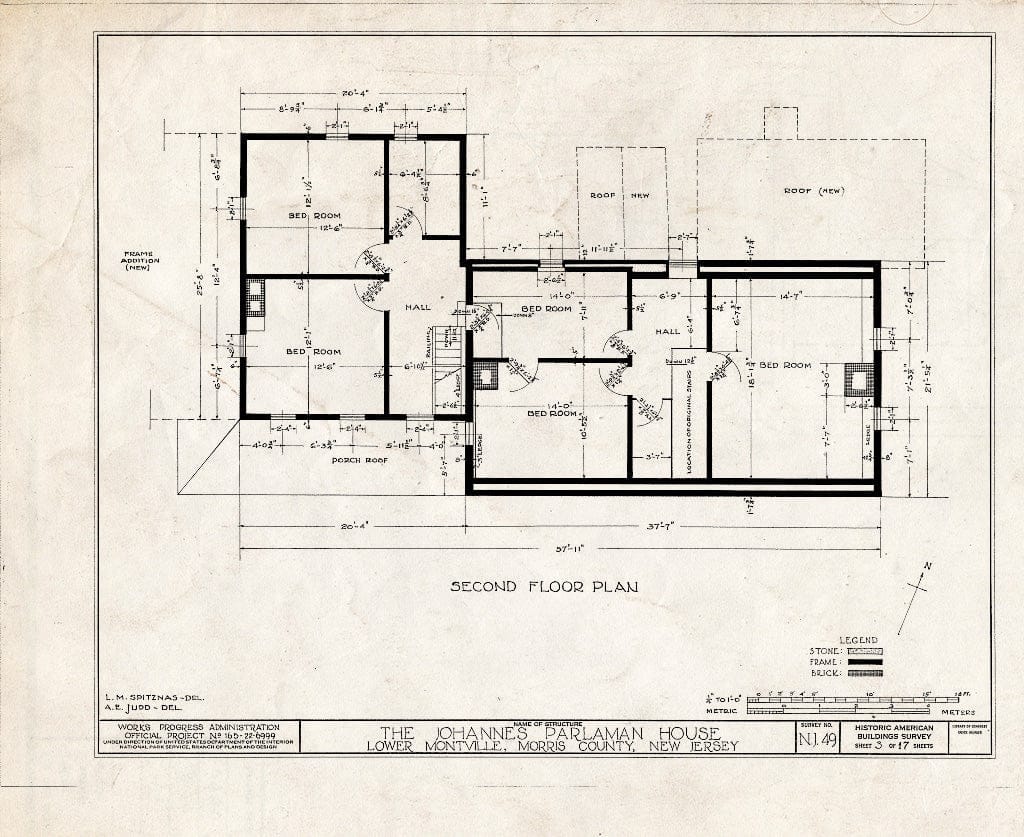 Blueprint HABS NJ,14-MONVI.V,1- (Sheet 3 of 17) - Johannes Parlaman House, River Road, Montville, Morris County, NJ