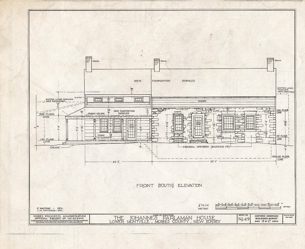 Blueprint HABS NJ,14-MONVI.V,1- (Sheet 4 of 17) - Johannes Parlaman House, River Road, Montville, Morris County, NJ