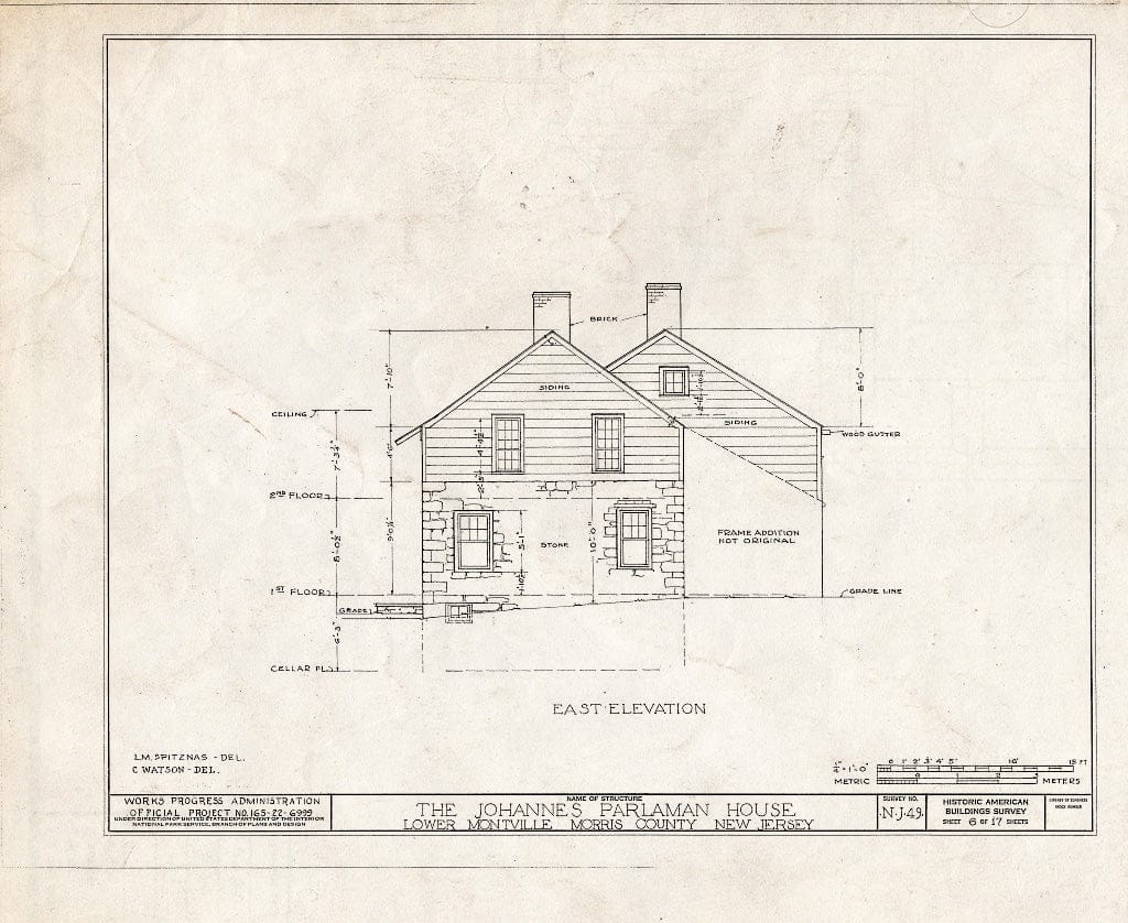Blueprint HABS NJ,14-MONVI.V,1- (Sheet 6 of 17) - Johannes Parlaman House, River Road, Montville, Morris County, NJ