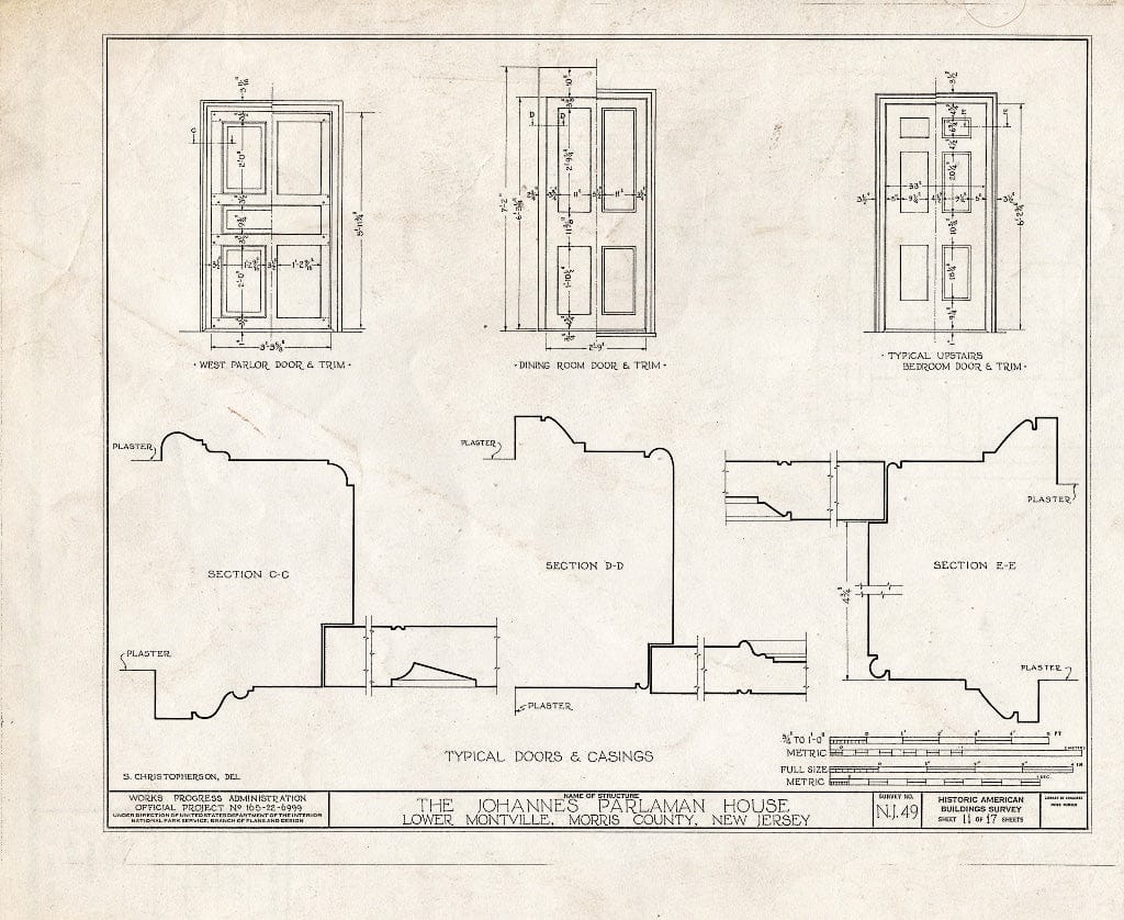 Blueprint HABS NJ,14-MONVI.V,1- (Sheet 11 of 17) - Johannes Parlaman House, River Road, Montville, Morris County, NJ