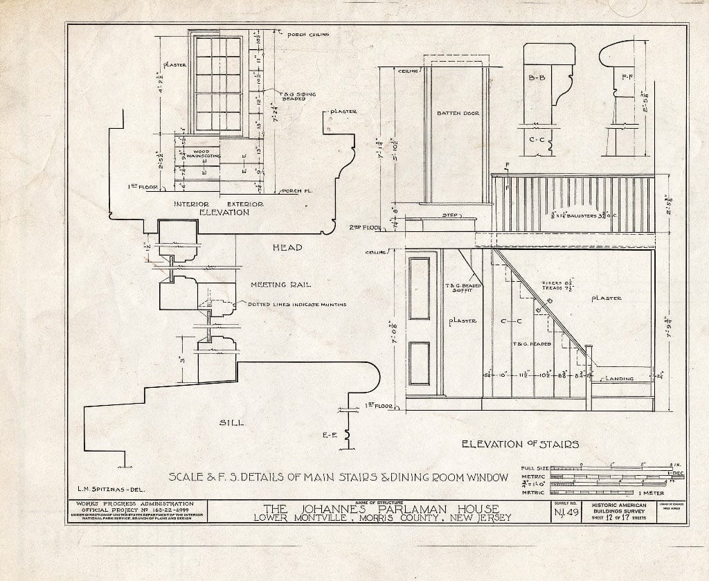 Blueprint HABS NJ,14-MONVI.V,1- (Sheet 12 of 17) - Johannes Parlaman House, River Road, Montville, Morris County, NJ