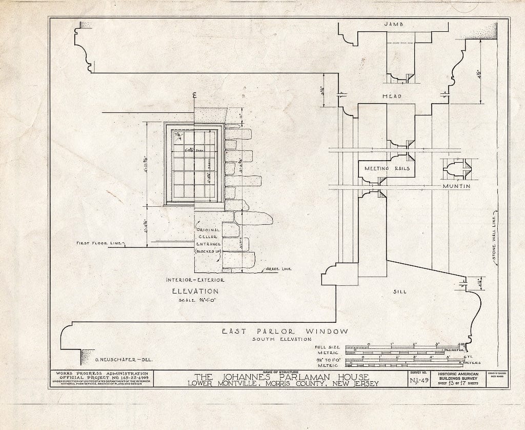 Blueprint HABS NJ,14-MONVI.V,1- (Sheet 13 of 17) - Johannes Parlaman House, River Road, Montville, Morris County, NJ