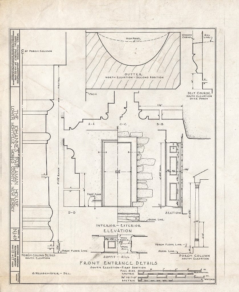 Blueprint HABS NJ,14-MONVI.V,1- (Sheet 15 of 17) - Johannes Parlaman House, River Road, Montville, Morris County, NJ
