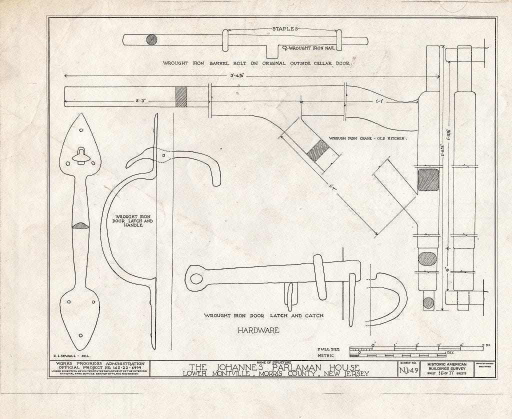 Blueprint HABS NJ,14-MONVI.V,1- (Sheet 16 of 17) - Johannes Parlaman House, River Road, Montville, Morris County, NJ