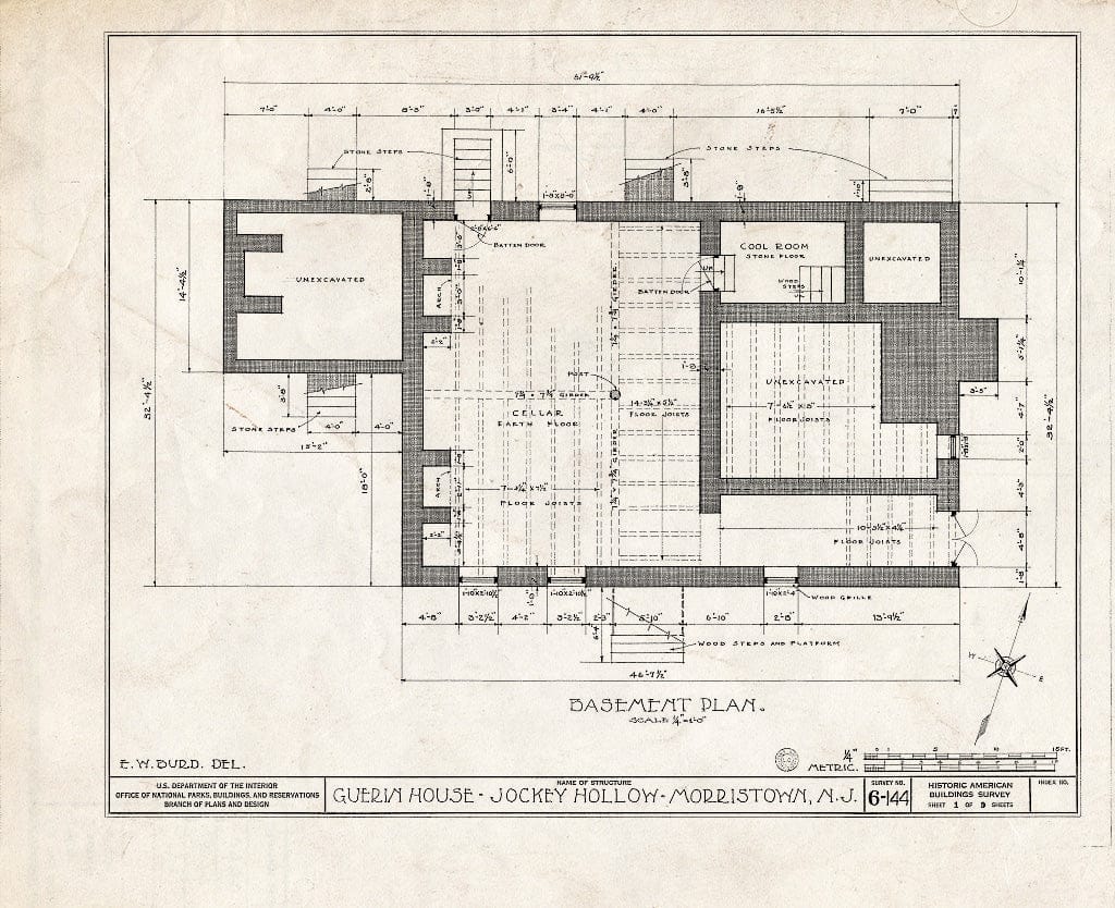 Blueprint HABS NJ,14-MORTO,5- (Sheet 1 of 9) - Guerin House, Jockey Hollow Road, Morristown, Morris County, NJ