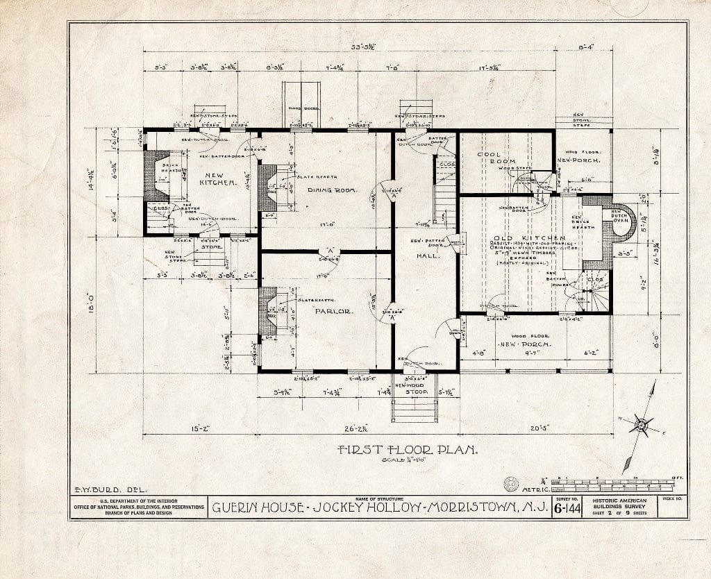 Blueprint HABS NJ,14-MORTO,5- (Sheet 2 of 9) - Guerin House, Jockey Hollow Road, Morristown, Morris County, NJ