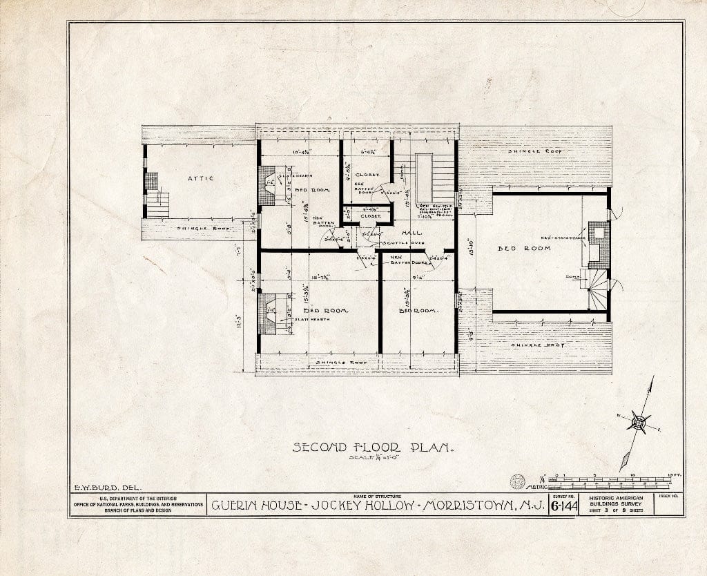 Blueprint HABS NJ,14-MORTO,5- (Sheet 3 of 9) - Guerin House, Jockey Hollow Road, Morristown, Morris County, NJ