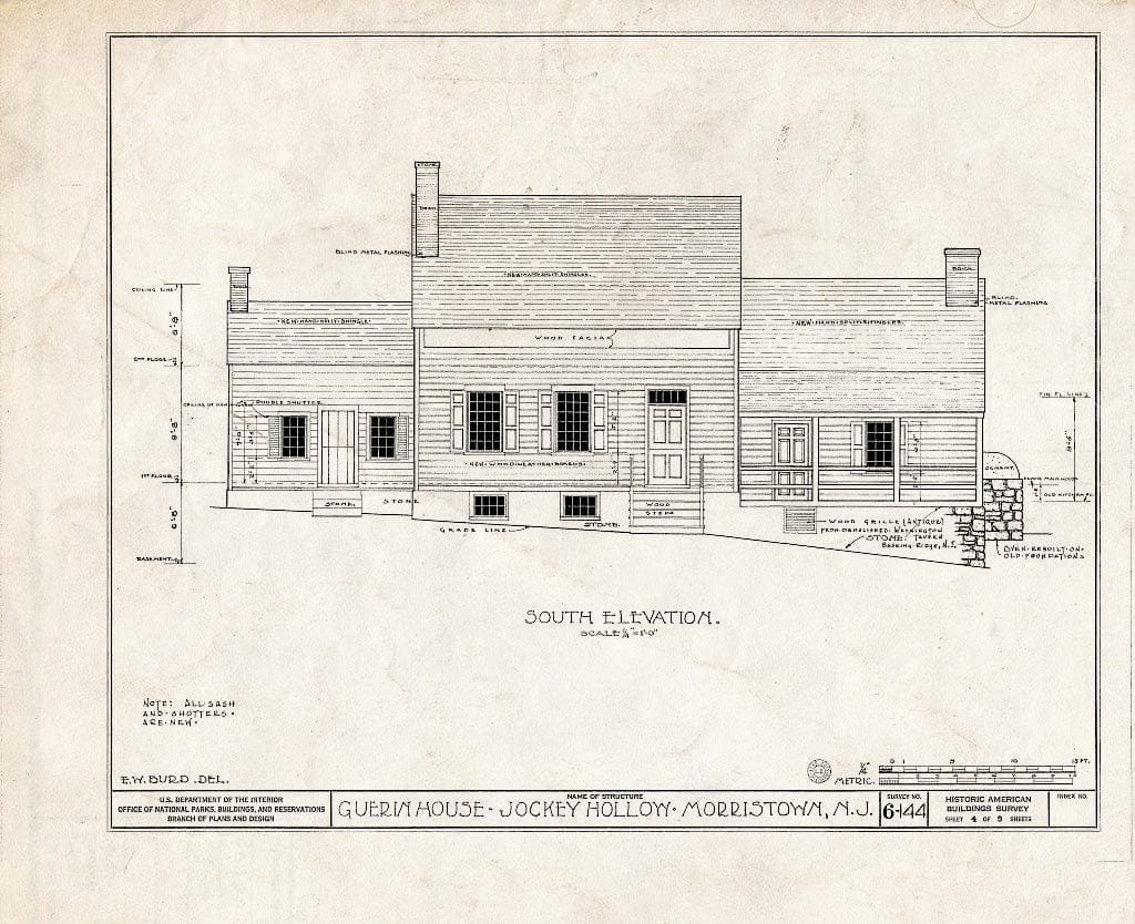 Blueprint HABS NJ,14-MORTO,5- (Sheet 4 of 9) - Guerin House, Jockey Hollow Road, Morristown, Morris County, NJ