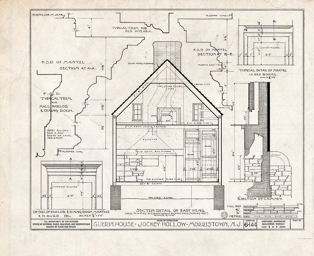 Blueprint HABS NJ,14-MORTO,5- (Sheet 8 of 9) - Guerin House, Jockey Hollow Road, Morristown, Morris County, NJ