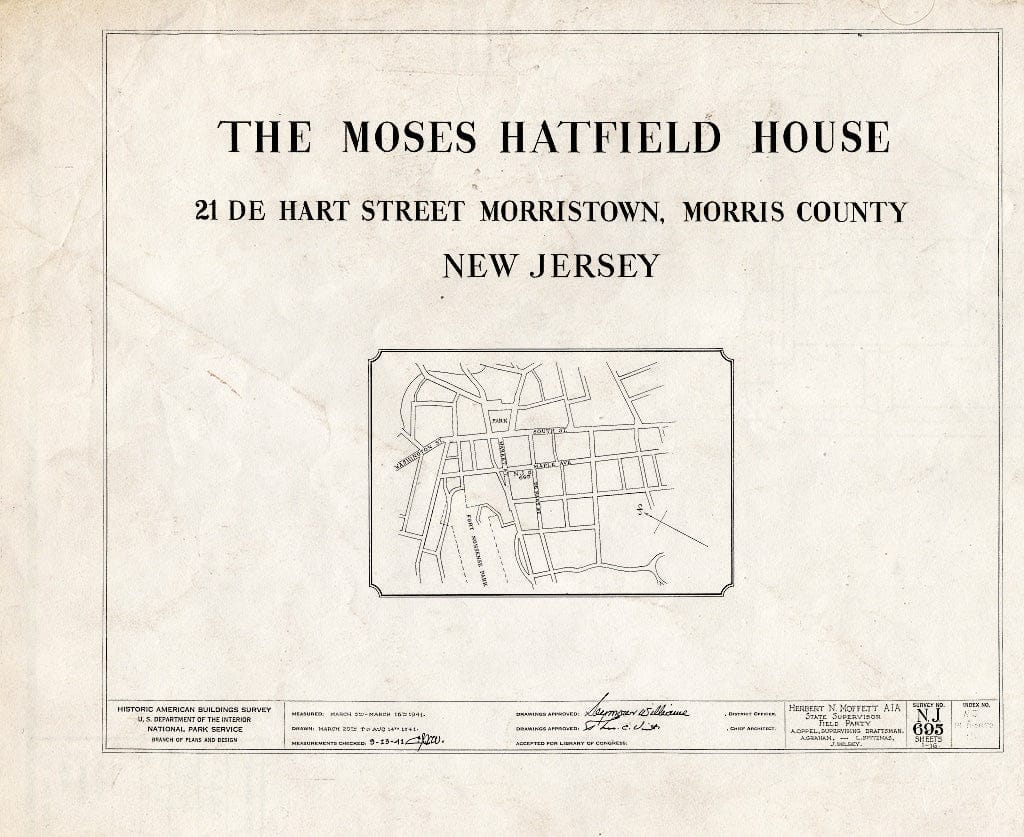 Blueprint HABS NJ,14-MORTO,11- (Sheet 0 of 16) - Moses Hatfield House, 21 DeHart Street, Morristown, Morris County, NJ