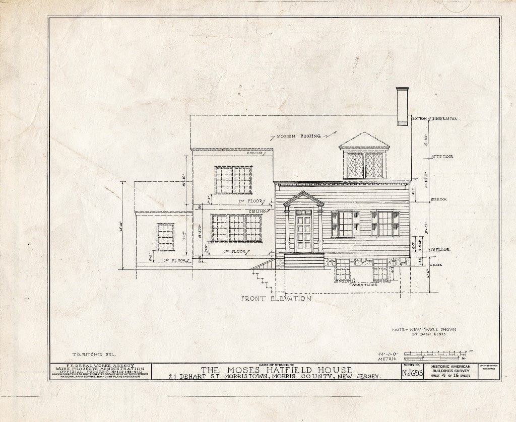 Blueprint HABS NJ,14-MORTO,11- (Sheet 4 of 16) - Moses Hatfield House, 21 DeHart Street, Morristown, Morris County, NJ