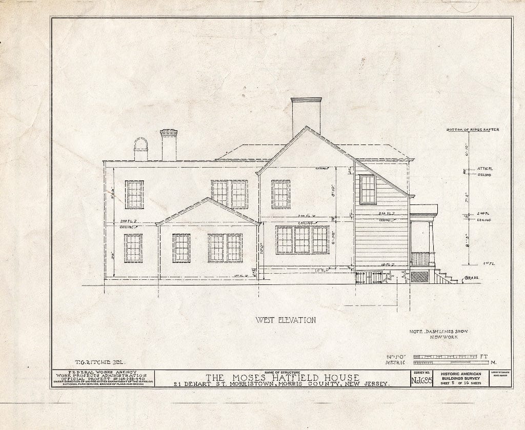 Blueprint HABS NJ,14-MORTO,11- (Sheet 5 of 16) - Moses Hatfield House, 21 DeHart Street, Morristown, Morris County, NJ