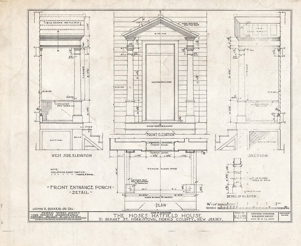 Blueprint HABS NJ,14-MORTO,11- (Sheet 8 of 16) - Moses Hatfield House, 21 DeHart Street, Morristown, Morris County, NJ