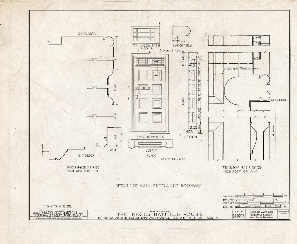 Blueprint HABS NJ,14-MORTO,11- (Sheet 10 of 16) - Moses Hatfield House, 21 DeHart Street, Morristown, Morris County, NJ