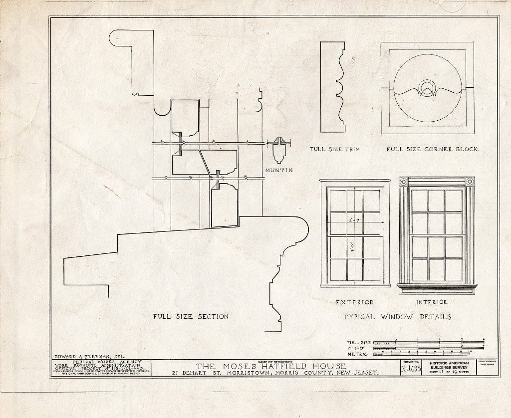 Blueprint HABS NJ,14-MORTO,11- (Sheet 11 of 16) - Moses Hatfield House, 21 DeHart Street, Morristown, Morris County, NJ