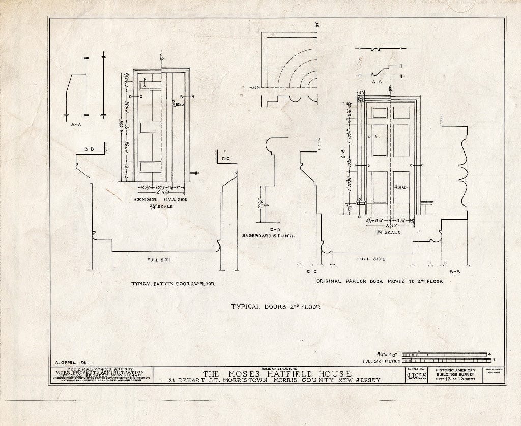 Blueprint HABS NJ,14-MORTO,11- (Sheet 12 of 16) - Moses Hatfield House, 21 DeHart Street, Morristown, Morris County, NJ