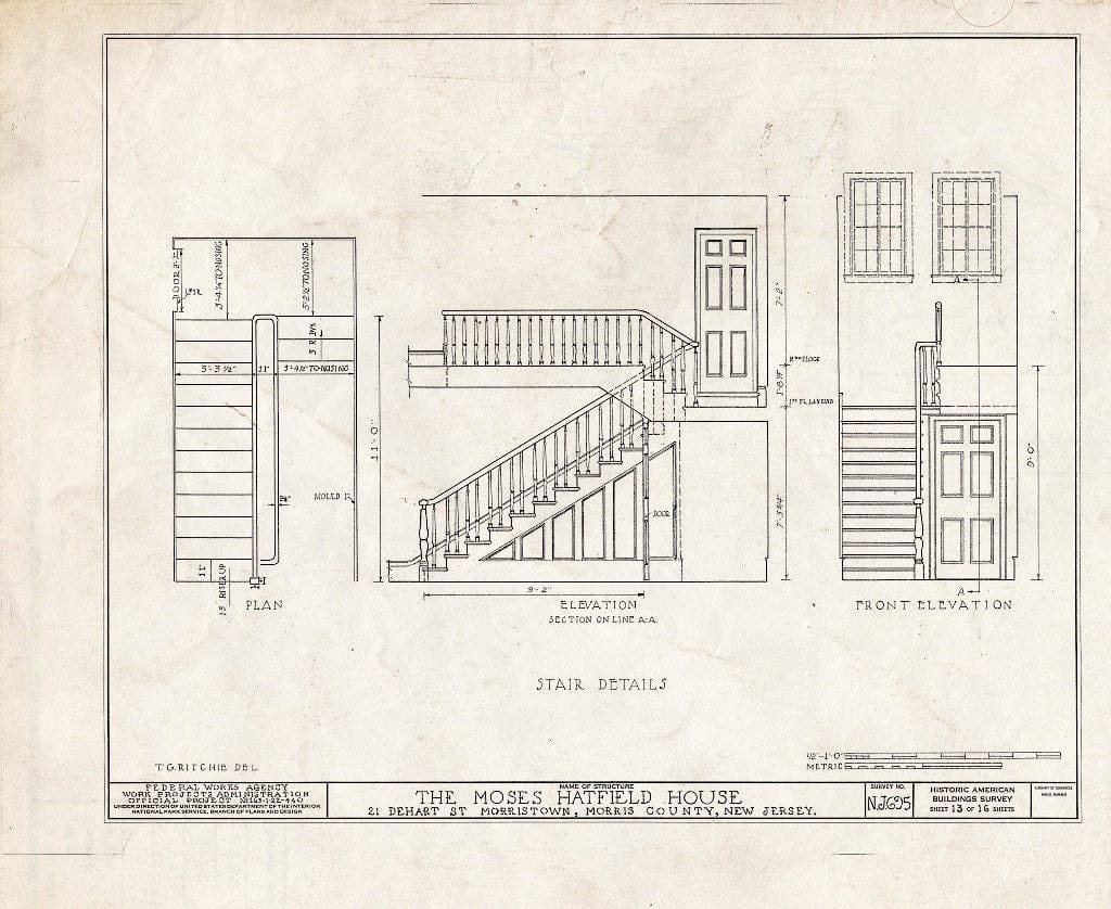 Blueprint HABS NJ,14-MORTO,11- (Sheet 13 of 16) - Moses Hatfield House, 21 DeHart Street, Morristown, Morris County, NJ