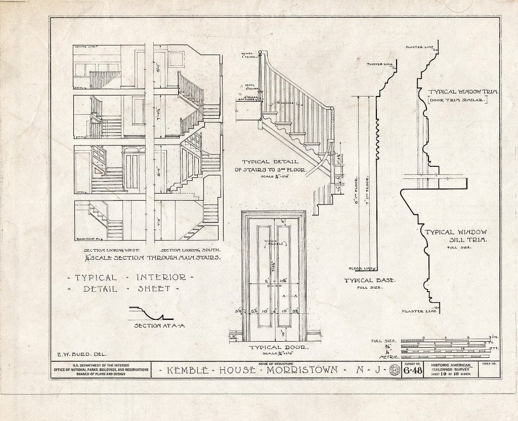 Blueprint HABS NJ,14-MORTO,4- (Sheet 10 of 10) - Kemble House, Mount Kemble Avenue, Morristown, Morris County, NJ