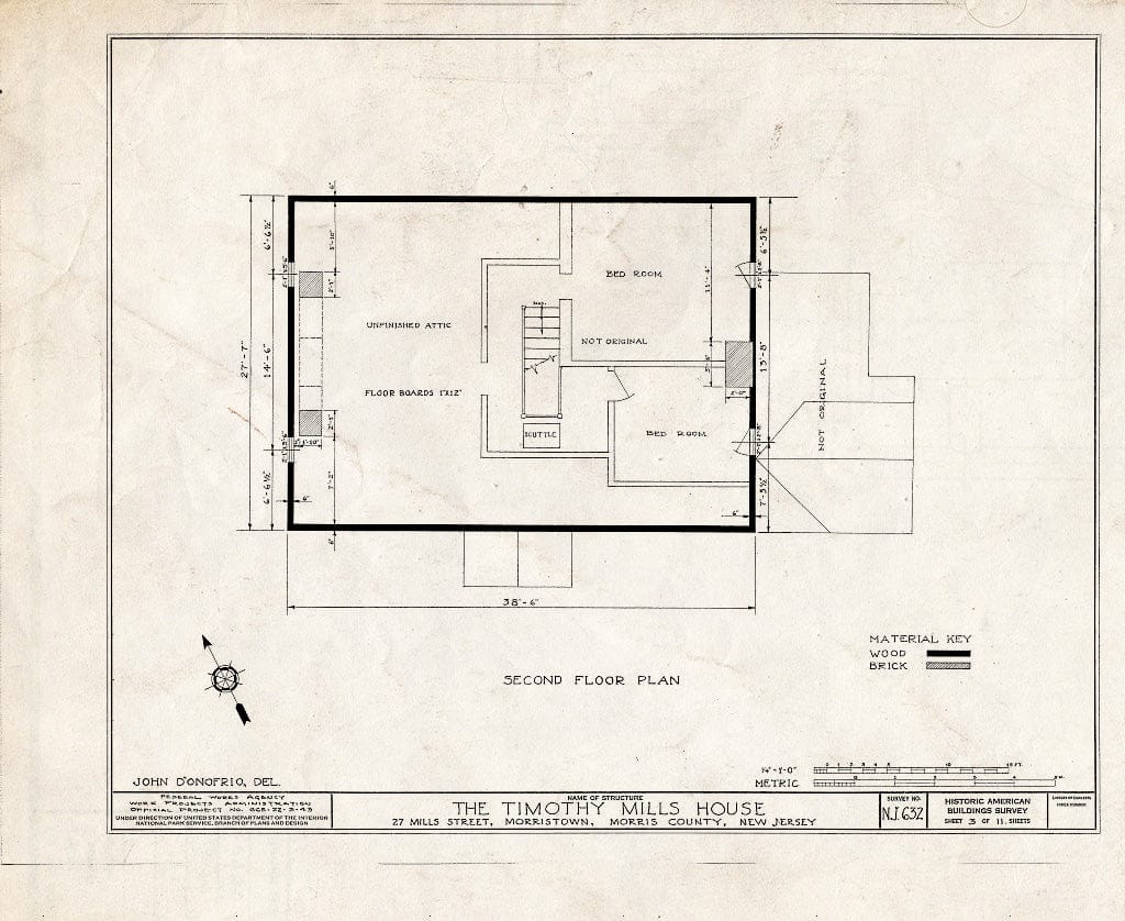Blueprint HABS NJ,14-MORTO,6- (Sheet 3 of 11) - Timothy Mills House, 27 Mills Street, Morristown, Morris County, NJ