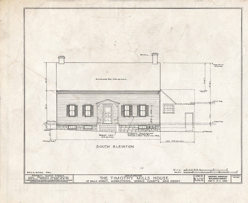 Blueprint HABS NJ,14-MORTO,6- (Sheet 4 of 11) - Timothy Mills House, 27 Mills Street, Morristown, Morris County, NJ
