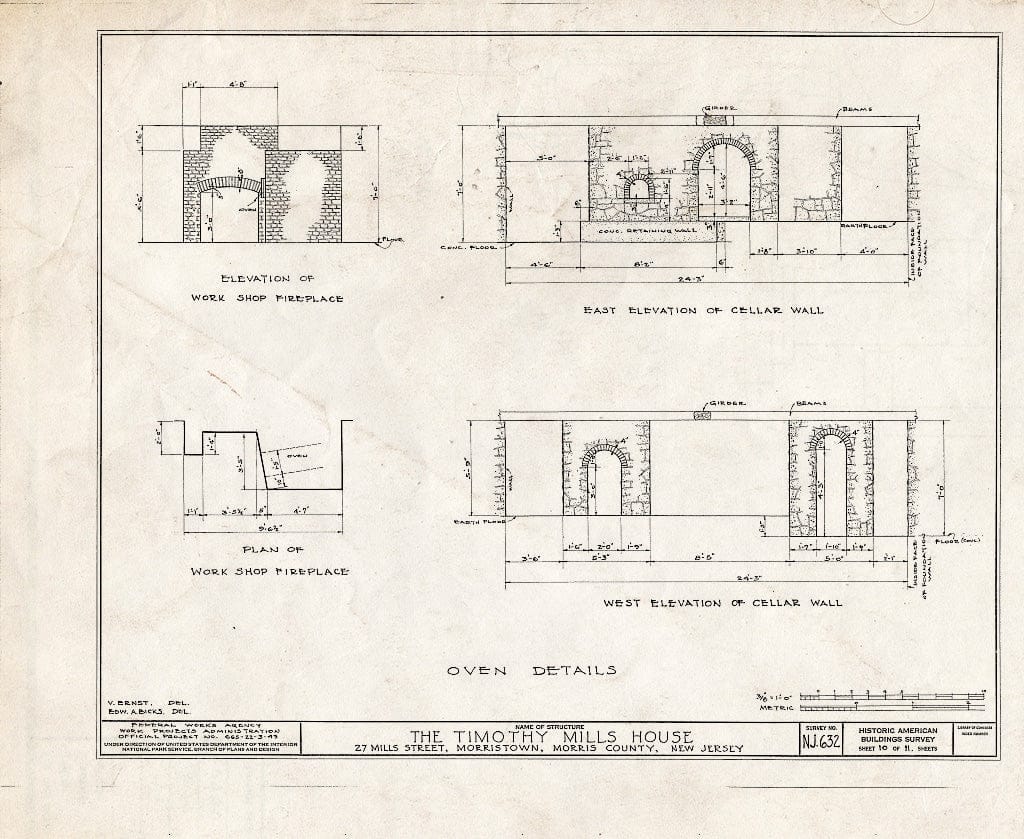 Blueprint HABS NJ,14-MORTO,6- (Sheet 10 of 11) - Timothy Mills House, 27 Mills Street, Morristown, Morris County, NJ