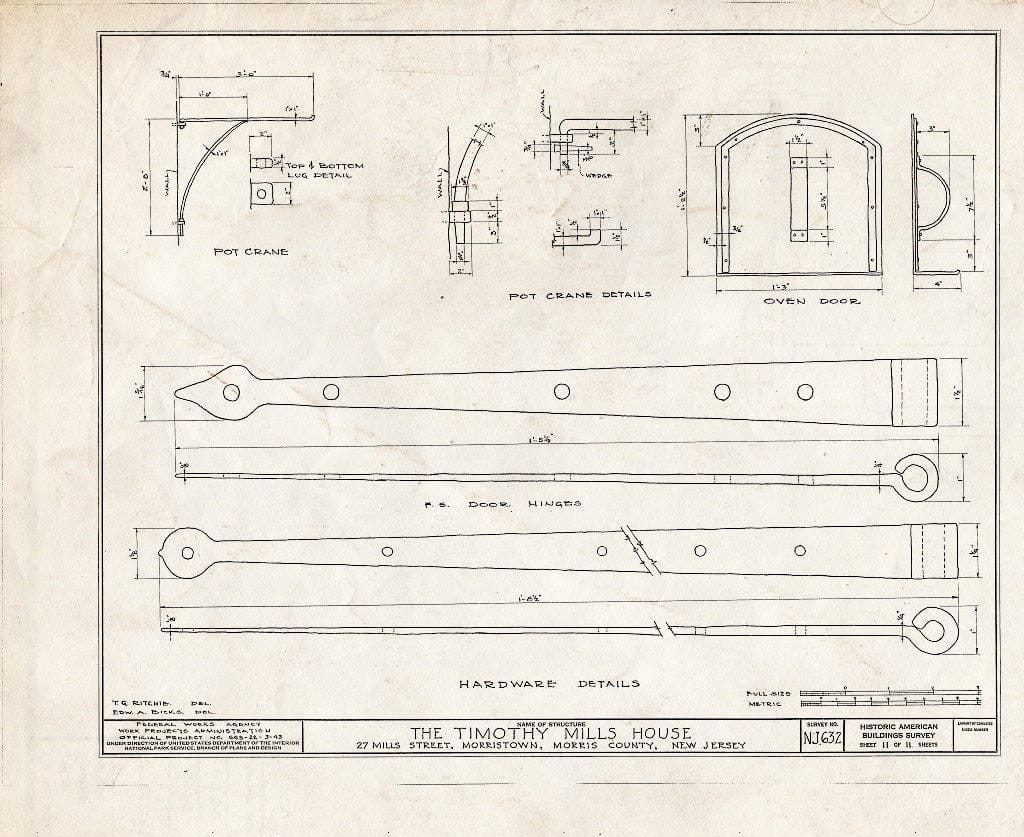 Blueprint HABS NJ,14-MORTO,6- (Sheet 11 of 11) - Timothy Mills House, 27 Mills Street, Morristown, Morris County, NJ