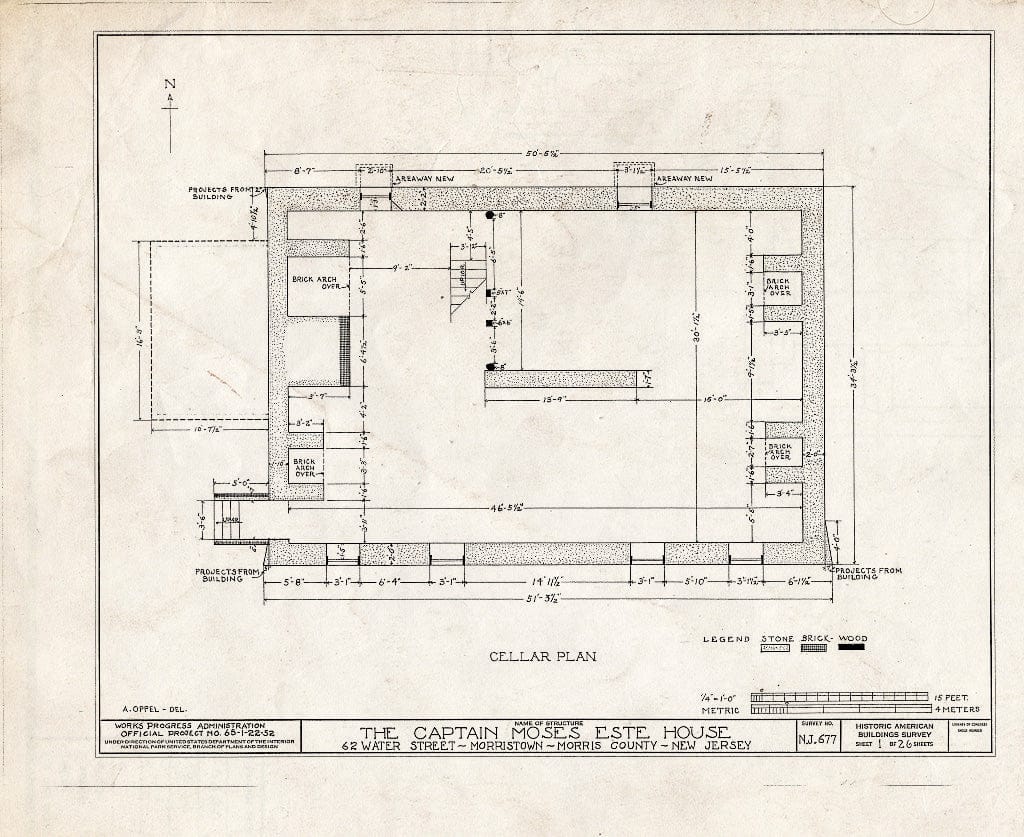 Blueprint HABS NJ,14-MORTO,9- (Sheet 1 of 26) - Captain Moses Este House, 62 Water Street (Moved to Speedwell Village), Morristown, Morris County, NJ