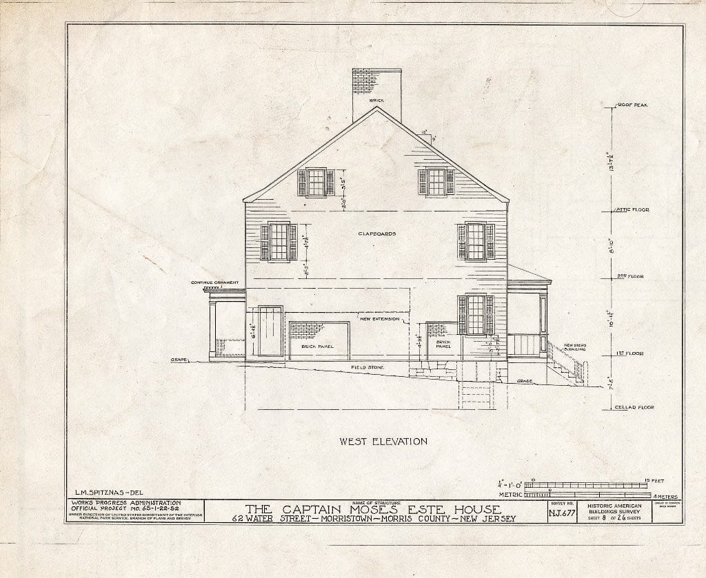 Blueprint HABS NJ,14-MORTO,9- (Sheet 8 of 26) - Captain Moses Este House, 62 Water Street (Moved to Speedwell Village), Morristown, Morris County, NJ