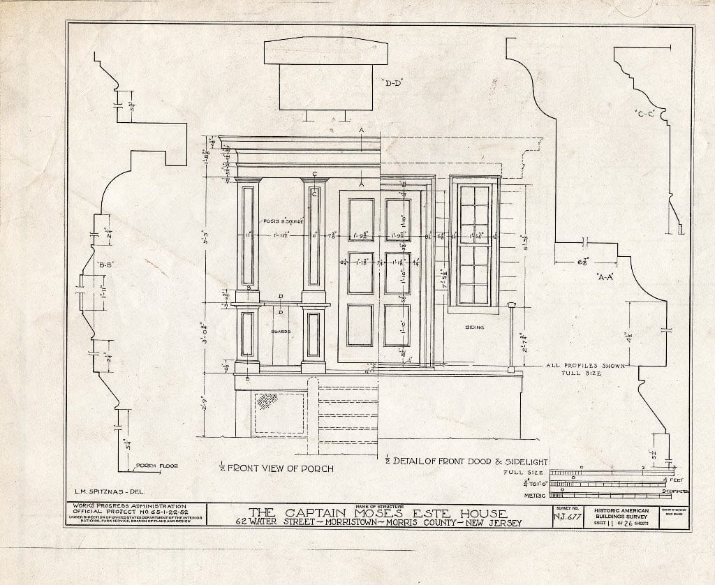 Blueprint HABS NJ,14-MORTO,9- (Sheet 11 of 26) - Captain Moses Este House, 62 Water Street (Moved to Speedwell Village), Morristown, Morris County, NJ