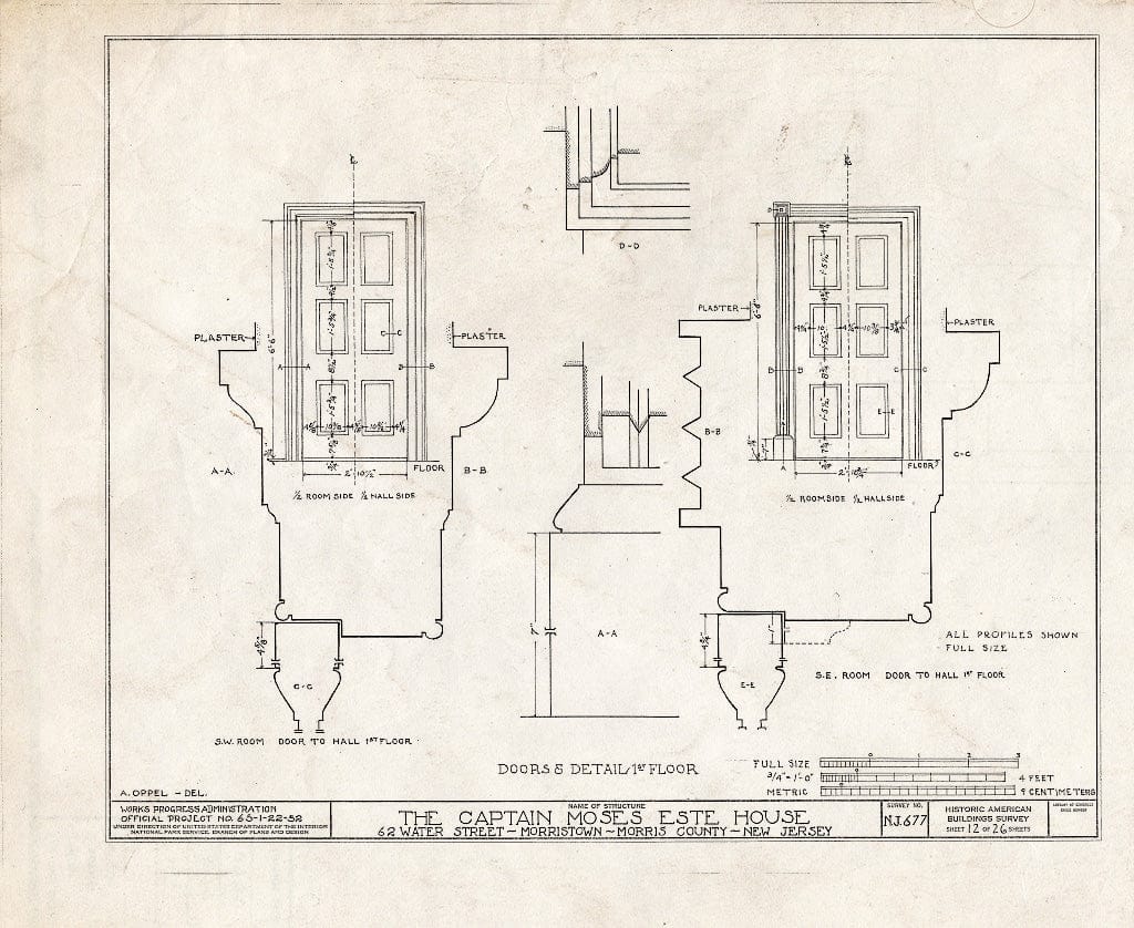 Blueprint HABS NJ,14-MORTO,9- (Sheet 12 of 26) - Captain Moses Este House, 62 Water Street (Moved to Speedwell Village), Morristown, Morris County, NJ