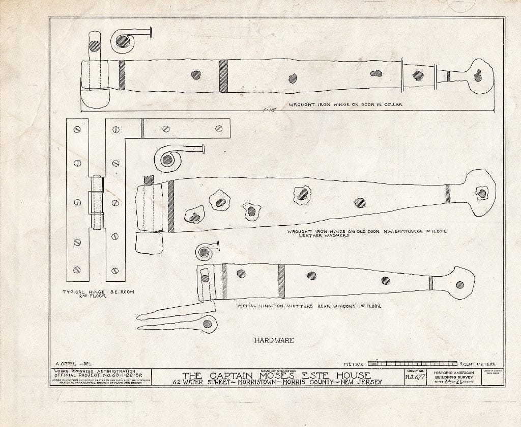 Blueprint HABS NJ,14-MORTO,9- (Sheet 24 of 26) - Captain Moses Este House, 62 Water Street (Moved to Speedwell Village), Morristown, Morris County, NJ