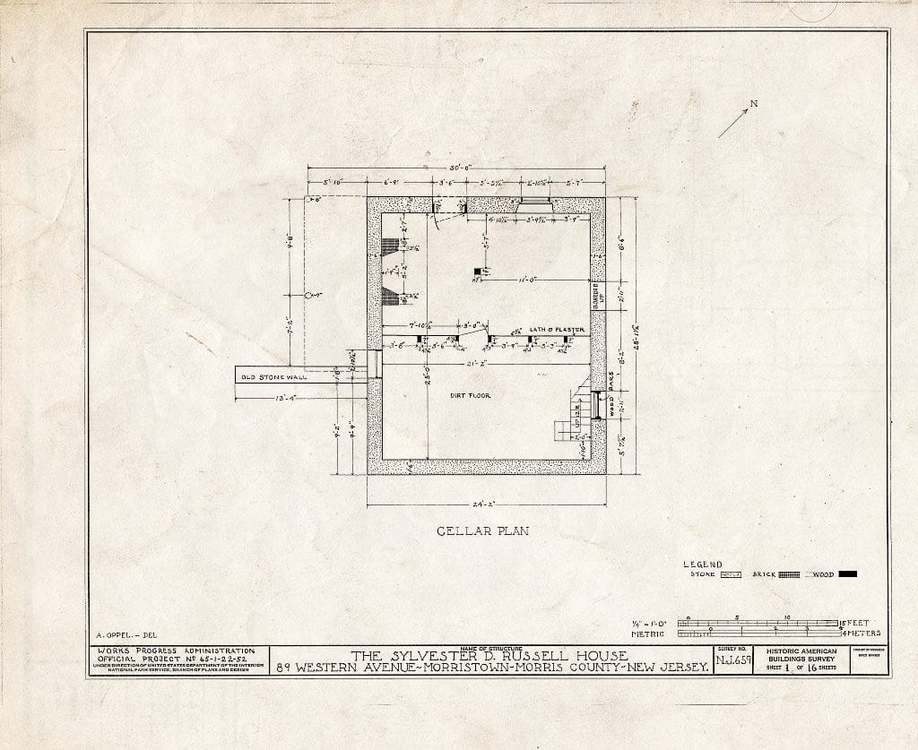 Blueprint HABS NJ,14-MORTO,8- (Sheet 1 of 16) - Sylvester D. Russell House, 89 Western Avenue, Morristown, Morris County, NJ