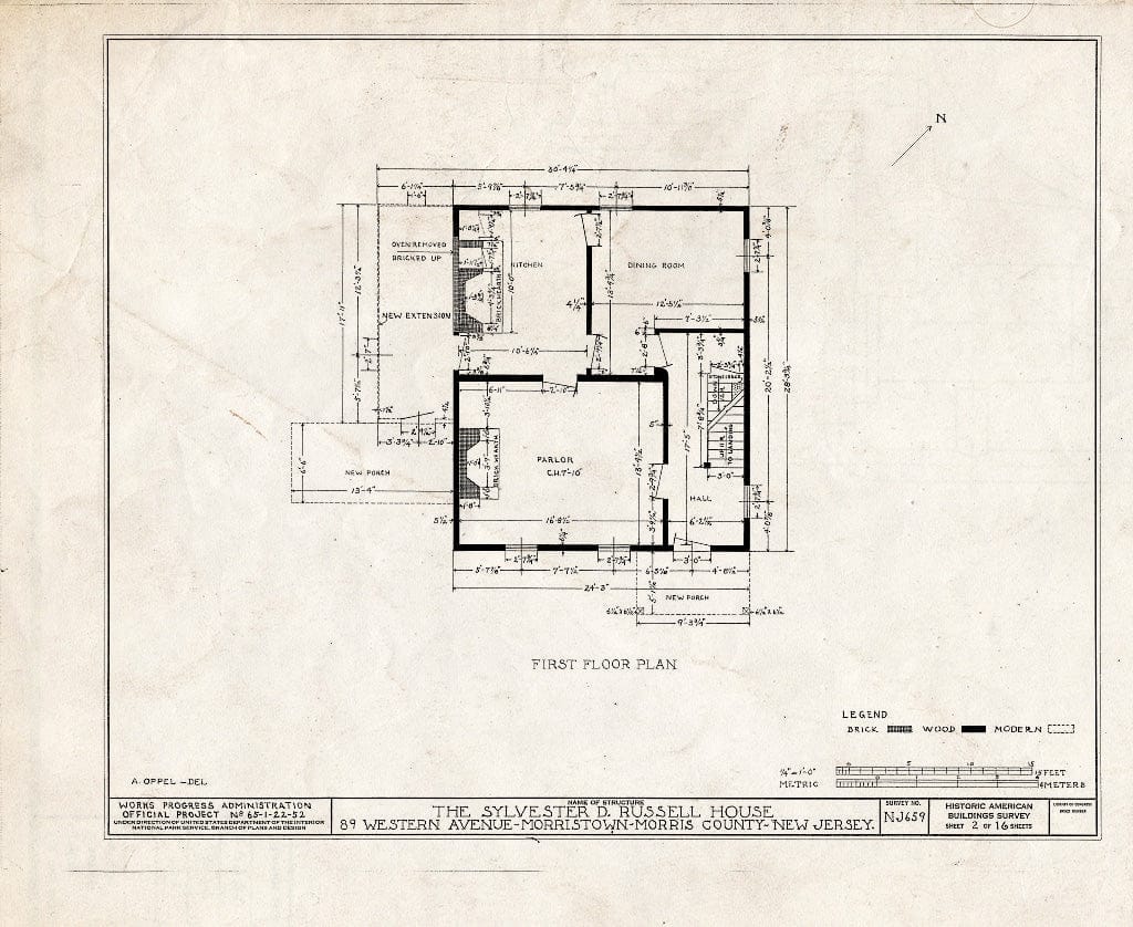 Blueprint HABS NJ,14-MORTO,8- (Sheet 2 of 16) - Sylvester D. Russell House, 89 Western Avenue, Morristown, Morris County, NJ