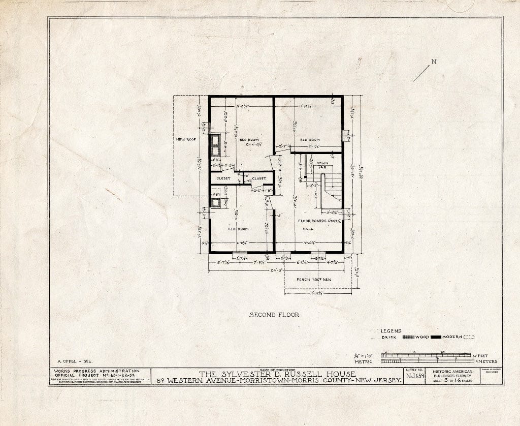 Blueprint HABS NJ,14-MORTO,8- (Sheet 3 of 16) - Sylvester D. Russell House, 89 Western Avenue, Morristown, Morris County, NJ