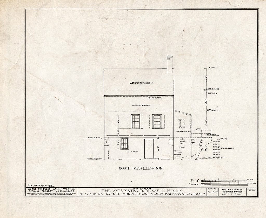 Blueprint HABS NJ,14-MORTO,8- (Sheet 5 of 16) - Sylvester D. Russell House, 89 Western Avenue, Morristown, Morris County, NJ