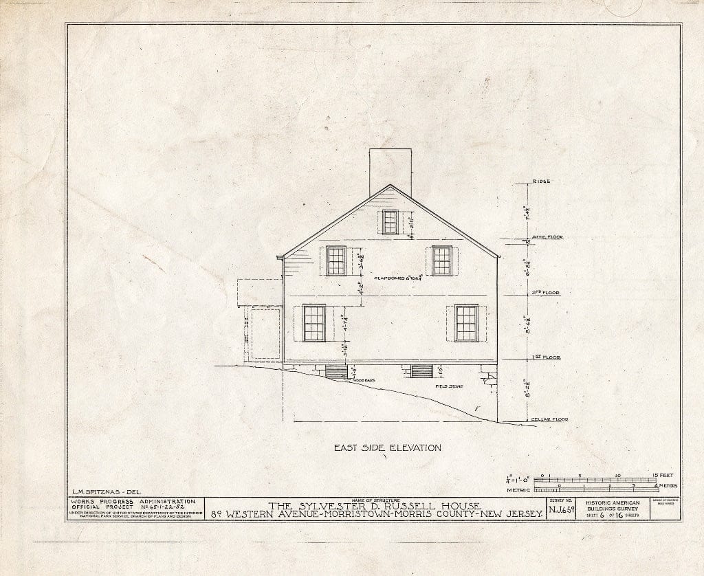 Blueprint HABS NJ,14-MORTO,8- (Sheet 6 of 16) - Sylvester D. Russell House, 89 Western Avenue, Morristown, Morris County, NJ