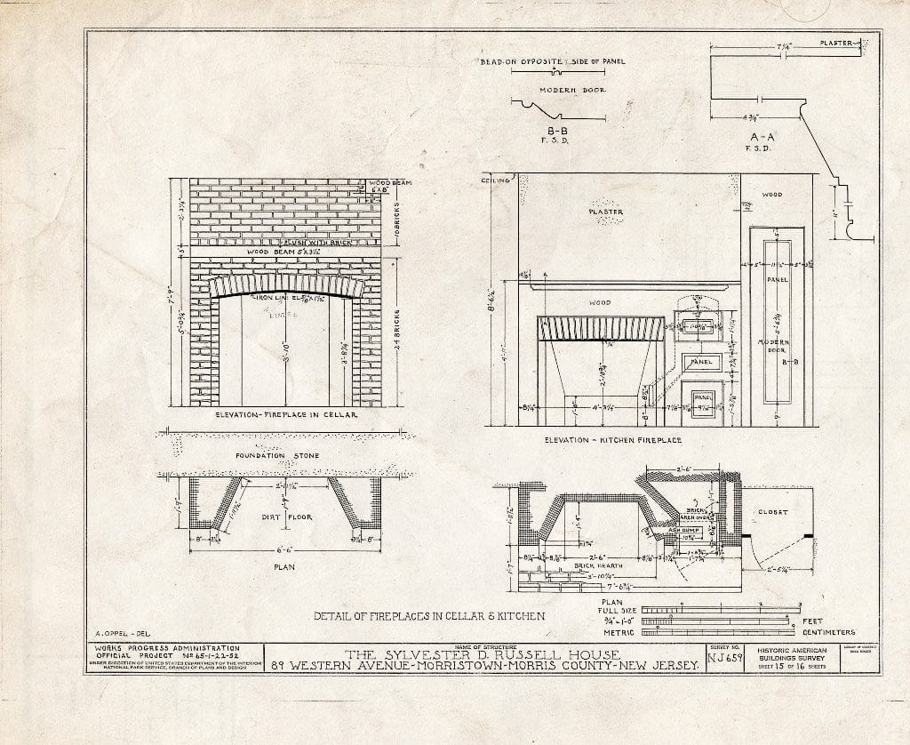 Blueprint HABS NJ,14-MORTO,8- (Sheet 15 of 16) - Sylvester D. Russell House, 89 Western Avenue, Morristown, Morris County, NJ
