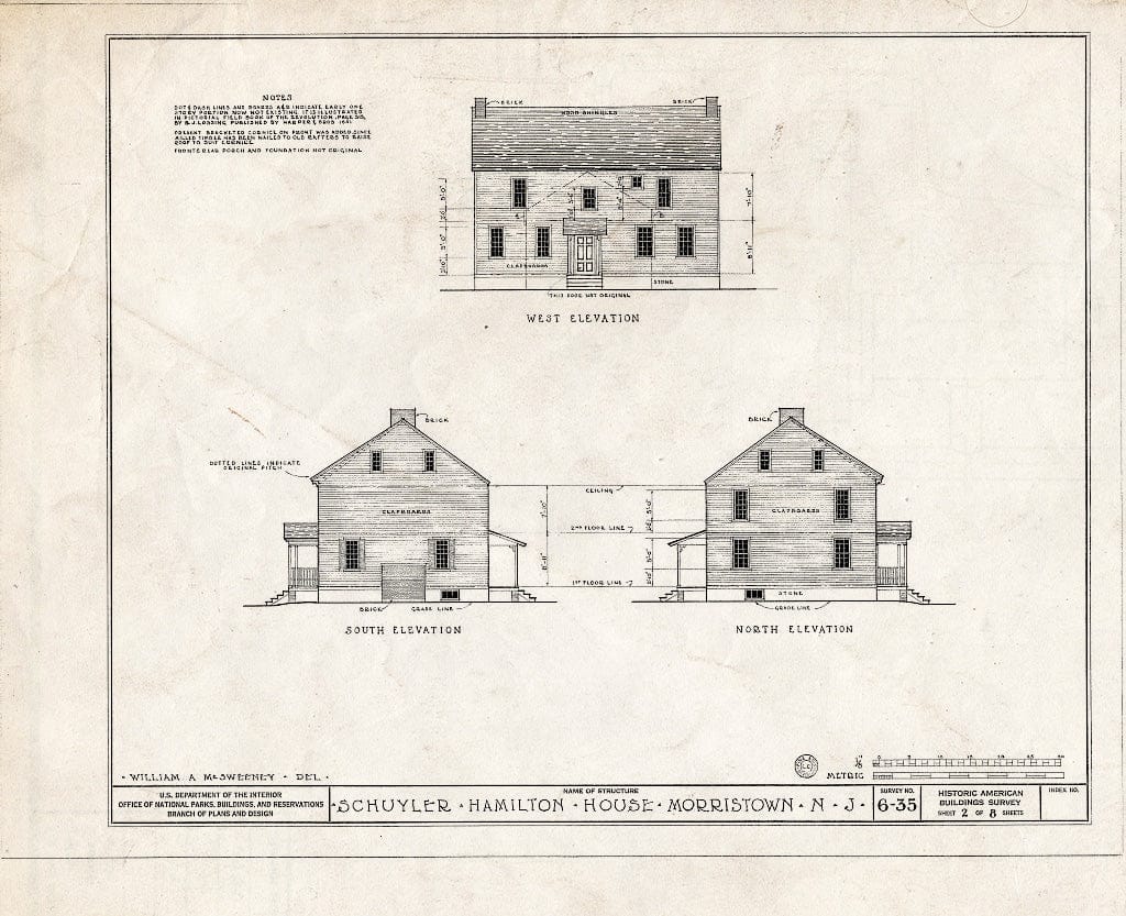 Blueprint HABS NJ,14-MORTO,3- (Sheet 2 of 8) - Schuyler-Hamilton House, 5 Oliphant Place, Morristown, Morris County, NJ