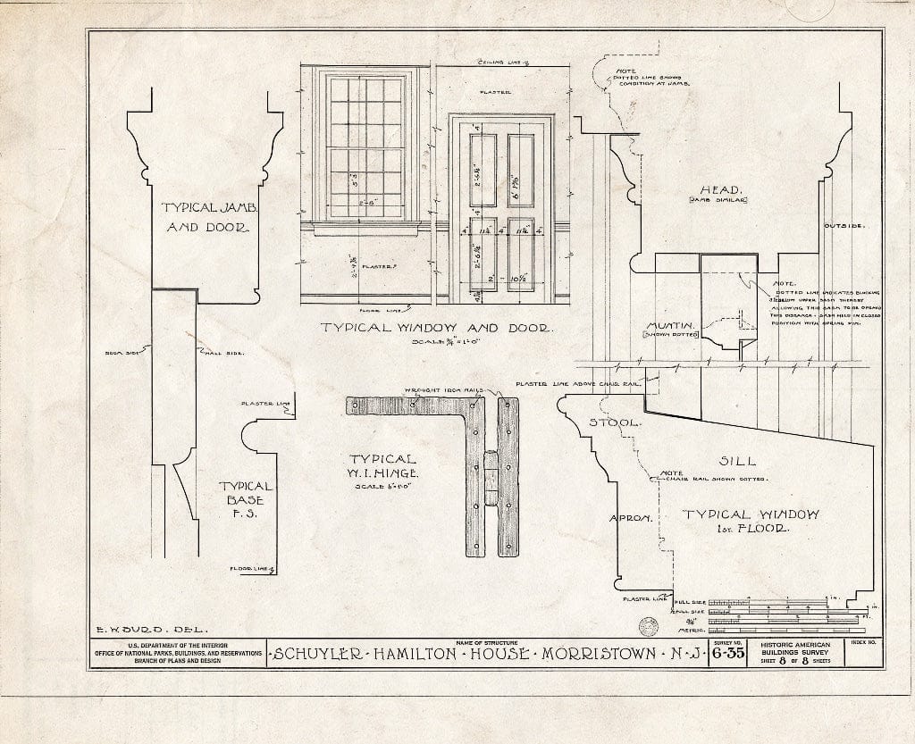 Blueprint HABS NJ,14-MORTO,3- (Sheet 8 of 8) - Schuyler-Hamilton House, 5 Oliphant Place, Morristown, Morris County, NJ