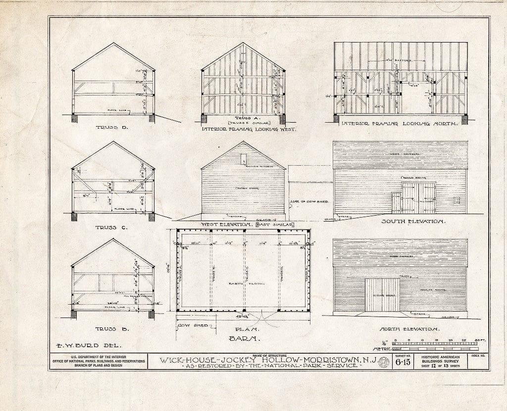 Blueprint HABS NJ,14-MORTO,1- (Sheet 12 of 13) - Tempe Wick House, Mendham Road, Jockey Hollow, Morristown, Morris County, NJ