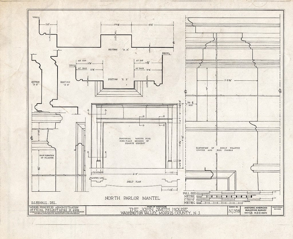Blueprint HABS NJ,14-MORTO.V,1- (Sheet 13 of 20) - John Smith House, Washington Valley, Morris County, NJ