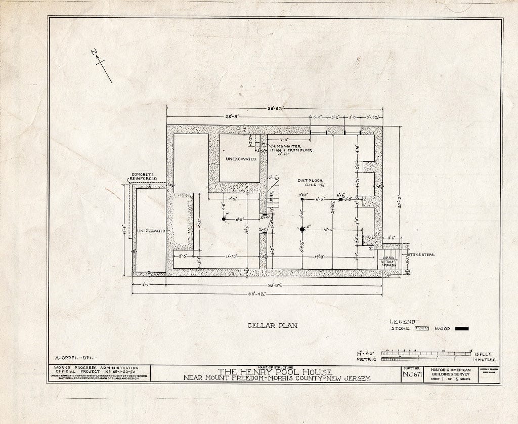 Blueprint HABS NJ,14-MOUFR.V,1- (Sheet 1 of 16) - Henry Pool House, County Road No. 20, Mount Freedom, Morris County, NJ