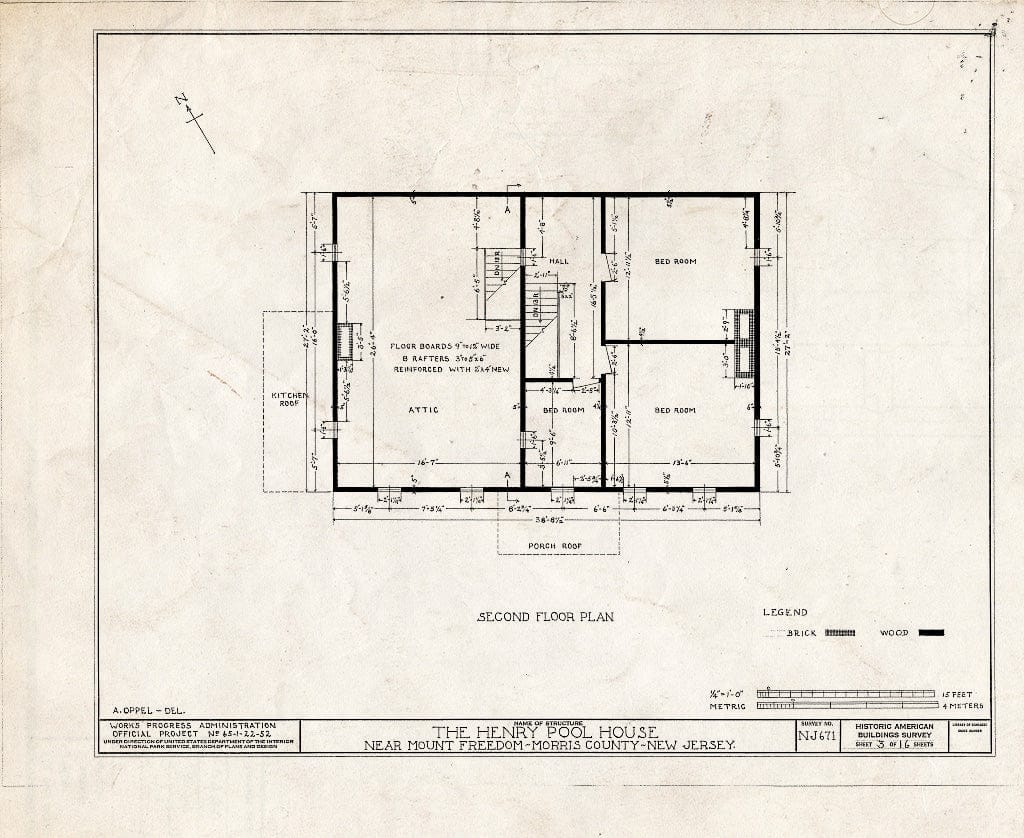 Blueprint HABS NJ,14-MOUFR.V,1- (Sheet 3 of 16) - Henry Pool House, County Road No. 20, Mount Freedom, Morris County, NJ